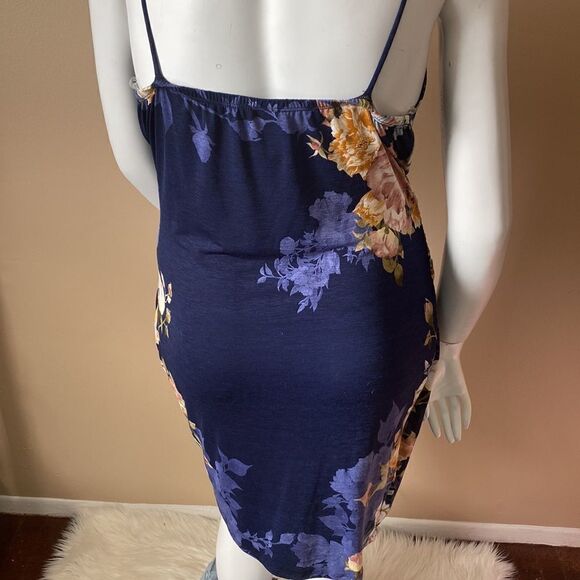 NWT Floral Navy Bodycon Asymmetrical Maxi Dress - Size 1X - Picture 7 of 11